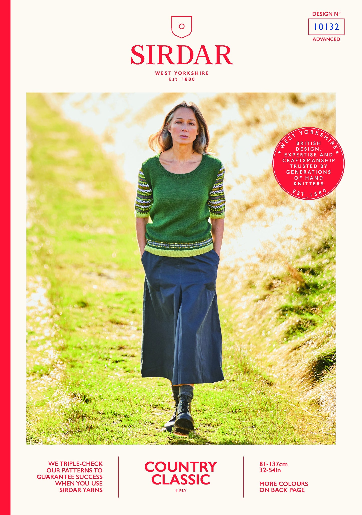 SIRDAR 10132 Pattern Sleeve Sweater in Sirdar Country Classic 4 Ply