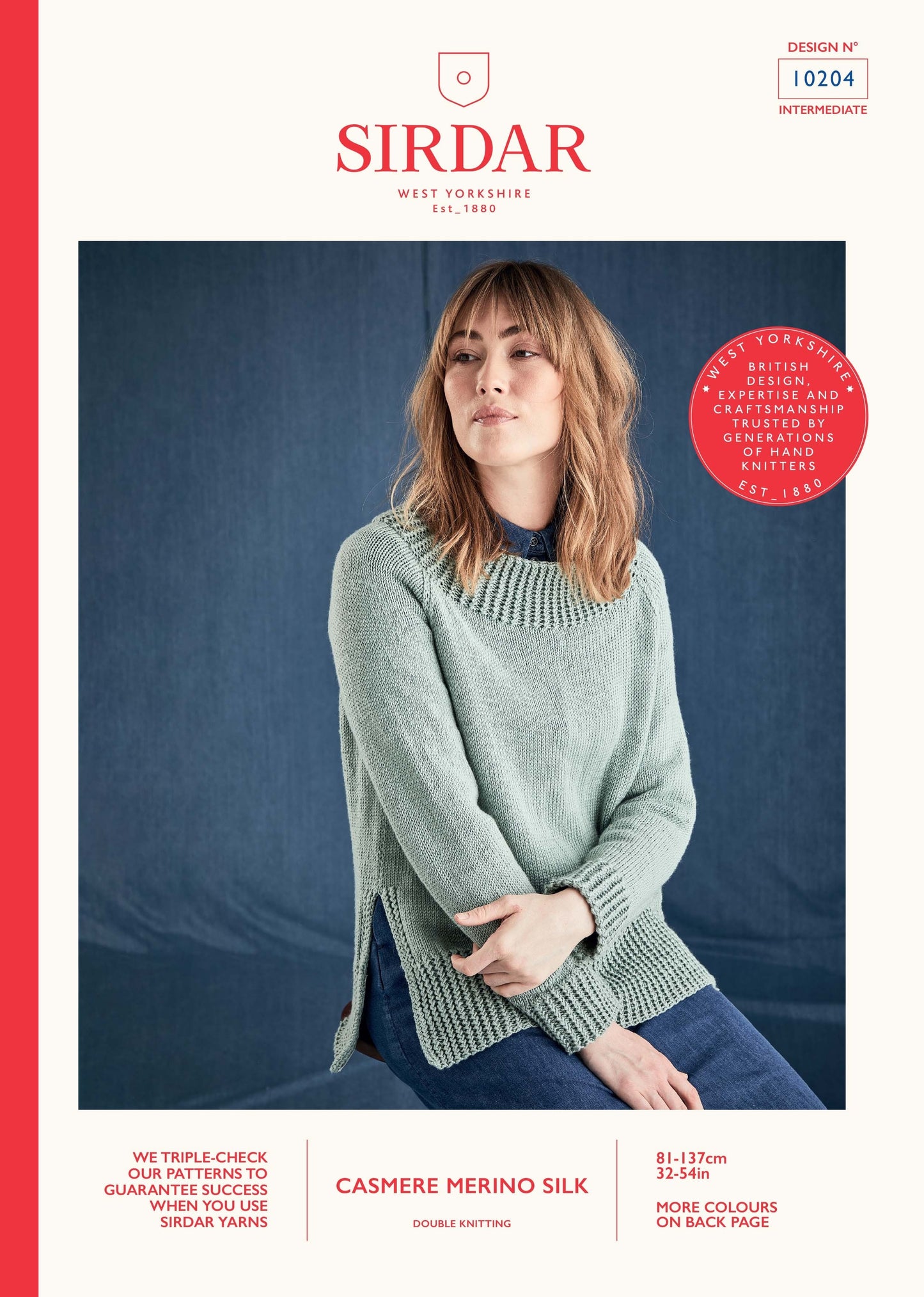 SIRDAR 10204 Split‑Seam Sweater in Sirdar Cashmere Merino Silk DK