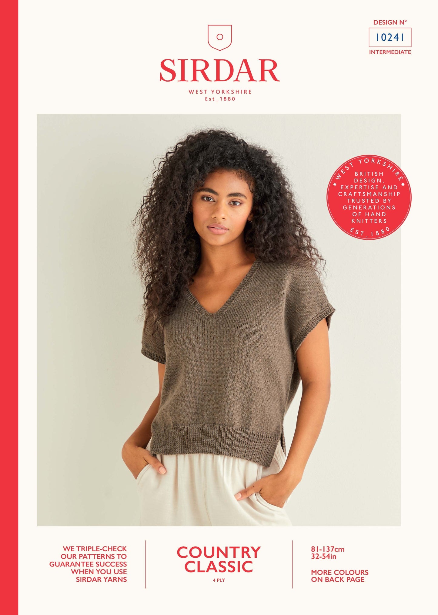 SIRDAR 10241 V‑Neck Stepped Hem Top in Sirdar Country Classic 4 Ply