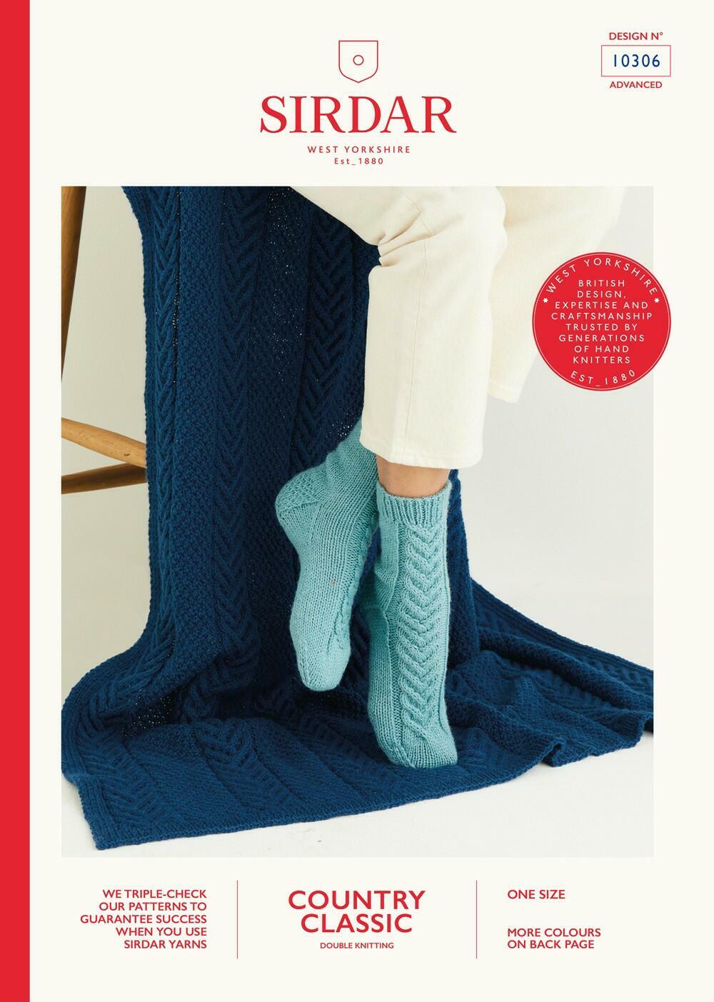 SIRDAR 10306 Cable Panel Blanket & Socks in Sirdar Country Classic DK