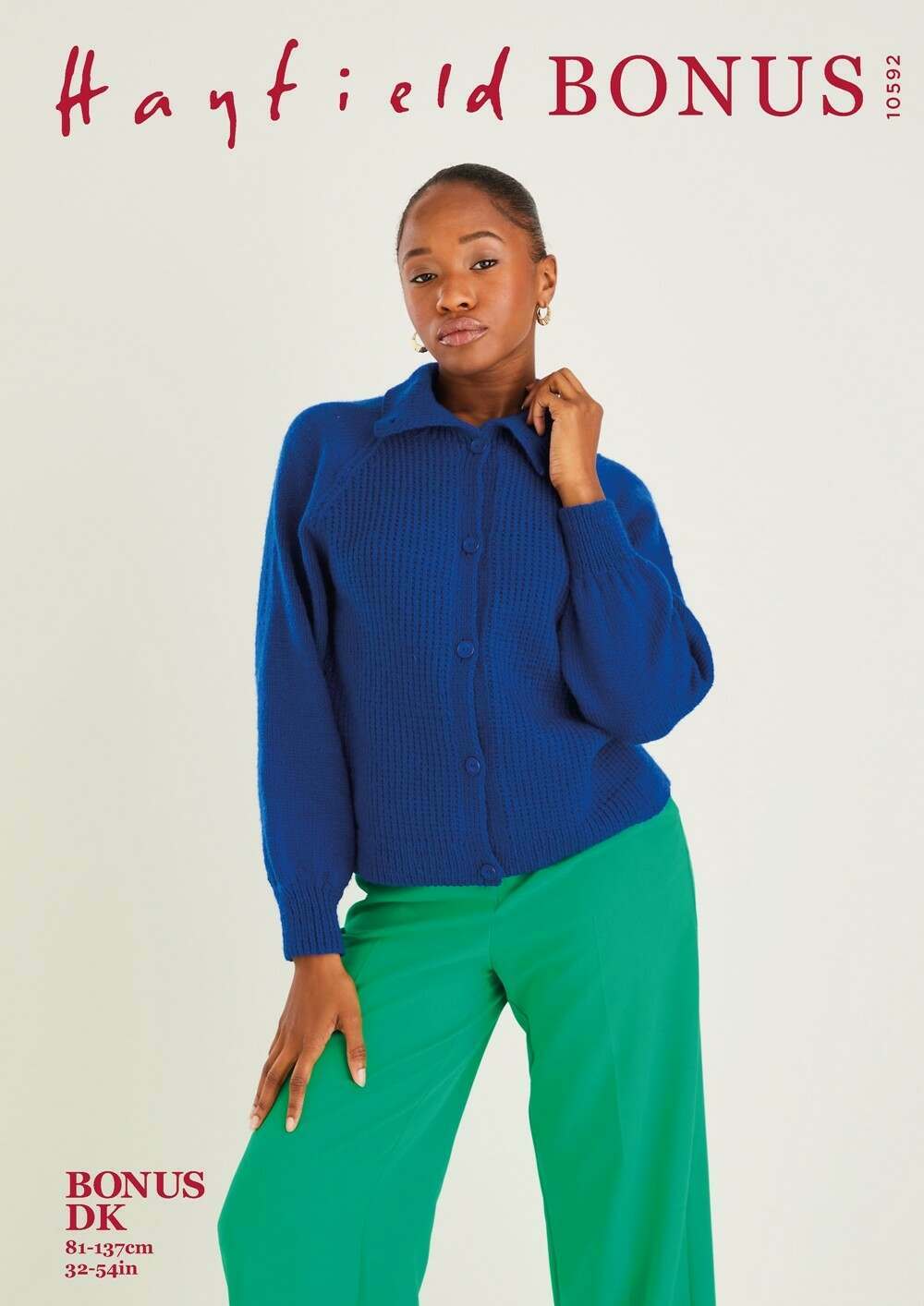 SIRDAR 10592 Button‑Neck Sweater in Hayfield Bonus DK