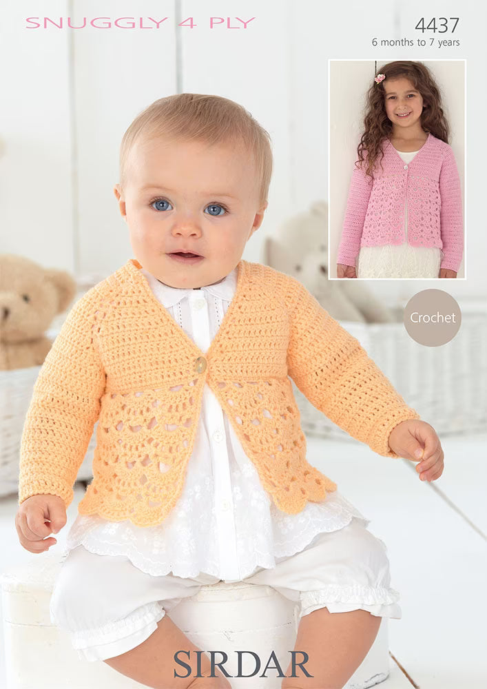 SIRDAR 4437 Cardigan (Crochet) in Sirdar Snuggly 4 Ply 50g