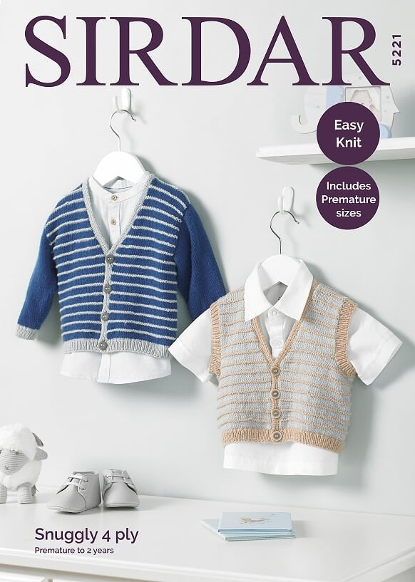 SIRDAR 5221 Boy's V Neck Cardigan and Waistcoat