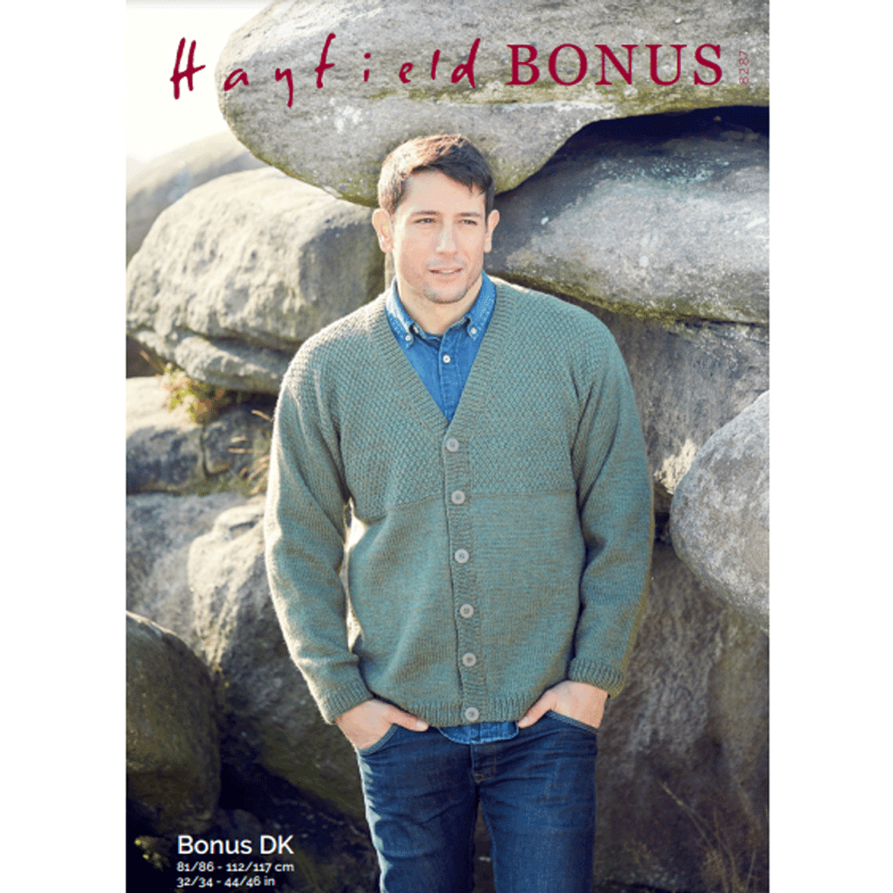 SIRDAR 8287 V‑Neck Cardigan in Hayfield Bonus DK