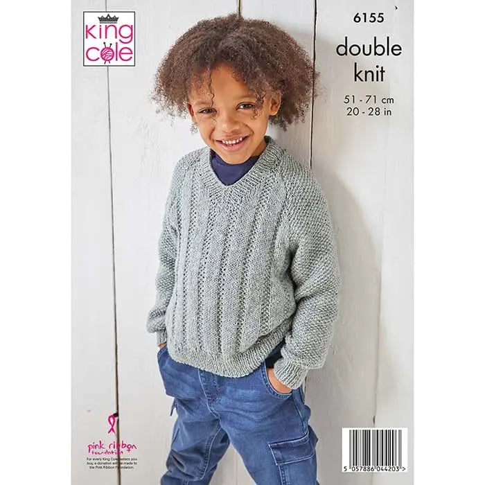 KING COLE 6155 Sweater & Slipover in Simply Denim DK