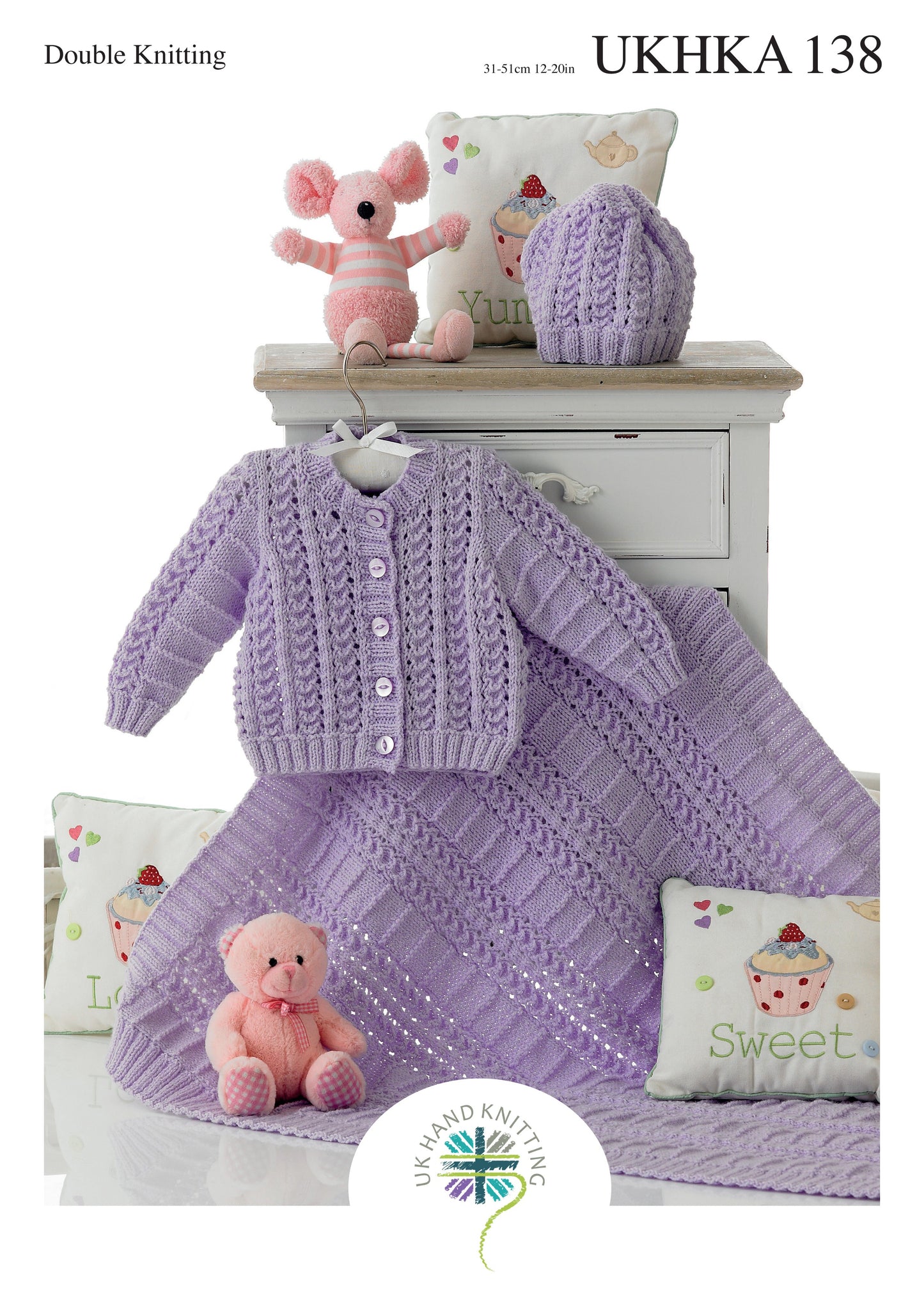 SIRDAR ukhka 138 Baby Cardigan, Hat & Blanket