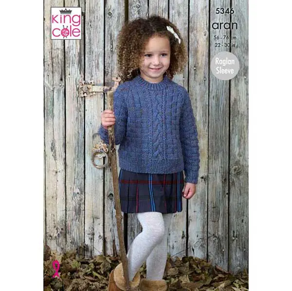 KING COLE 5346 Sweater & Slipover in Fashion Aran