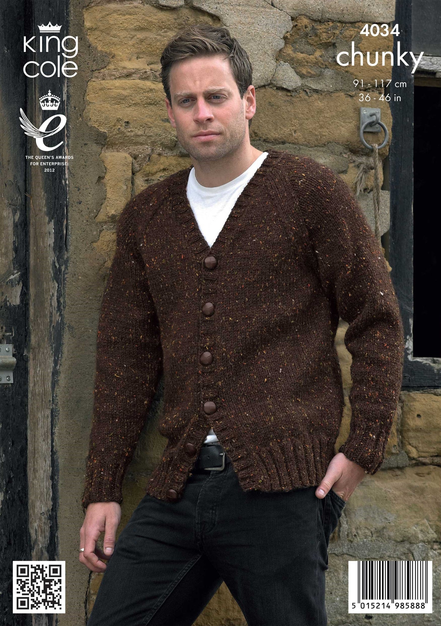 KING COLE 4034 Sweater & Cardigan in Chunky Tweed