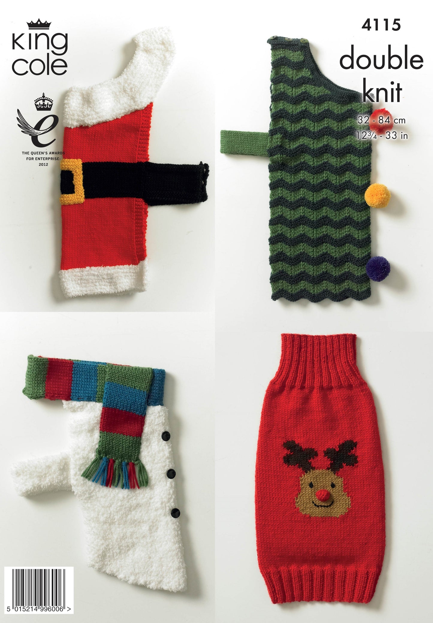 KING COLE 4115 Christmas Dog Coats in Merino DK & Cuddles DK