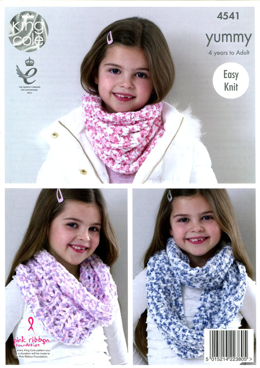 KING COLE 4541 Snoods (multiple styles) in Yummy Chunky