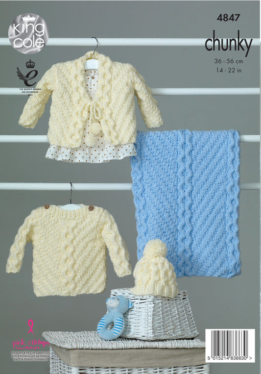 KING COLE 4847 Blankets & Cushion in Yummy / Yummy Crush Chunky