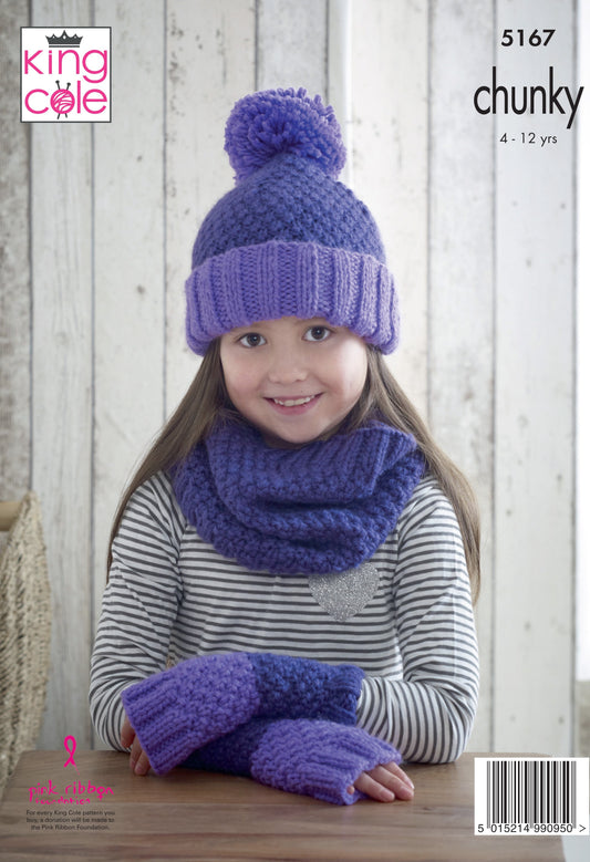 KING COLE 5167 Mitts, Snoods & Hats in Comfort Chunky