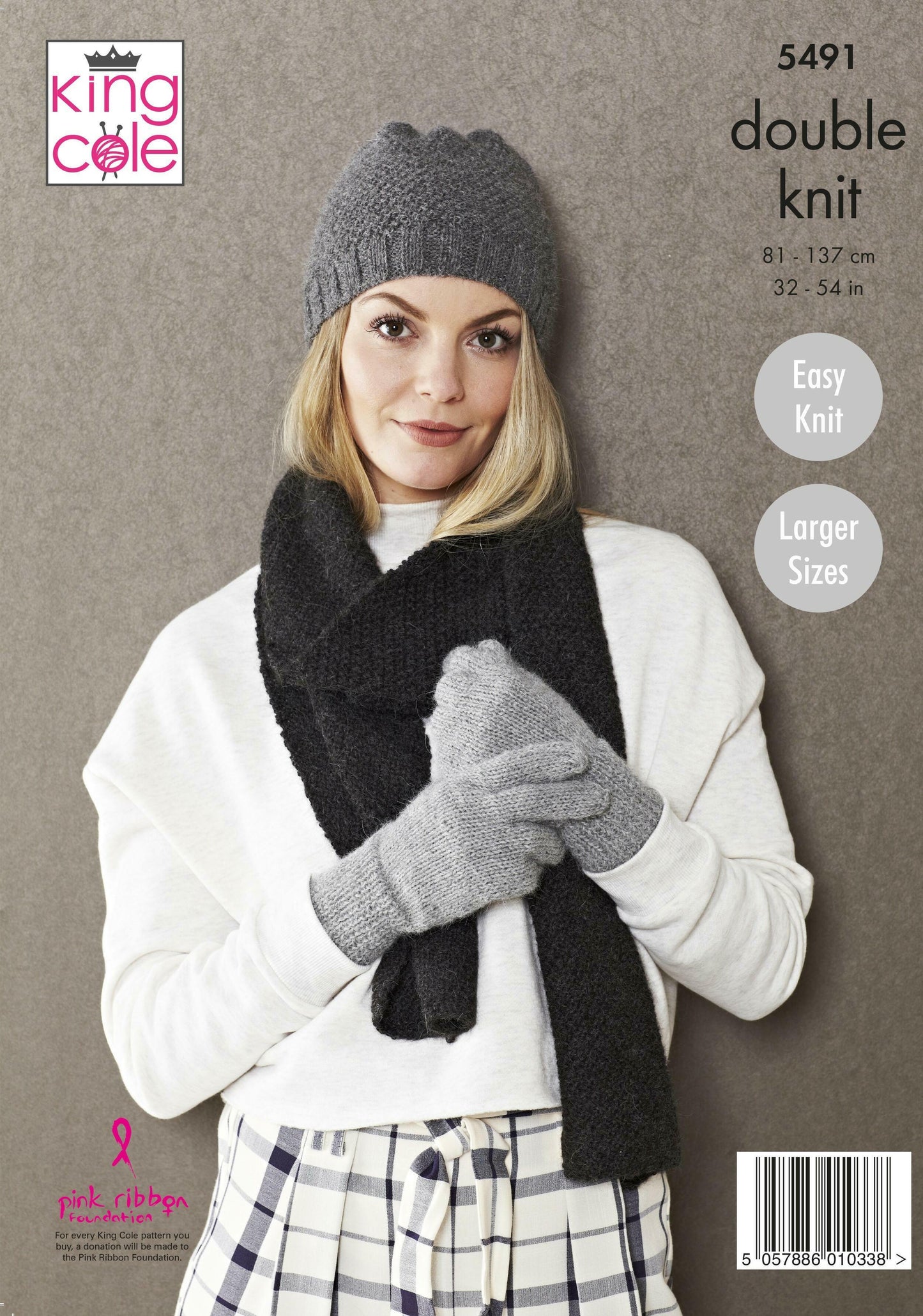 KING COLE 5491 Ladies Sweater, Hat, Scarf & Gloves in Natural Alpaca DK