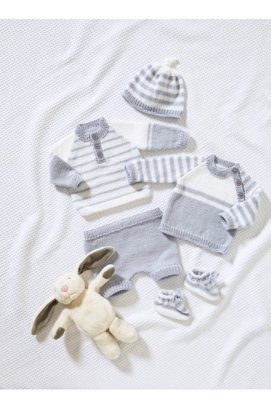 KING COLE 5981 Sweaters, Pants, Hat & Bootees in Cherished 4 Ply