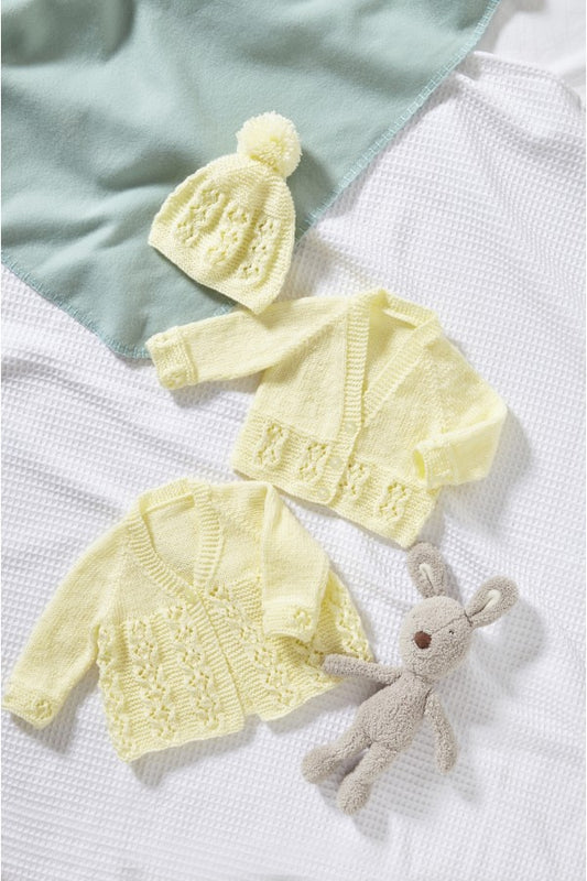 KING COLE 5984 Matinee Jacket, Cardigan & Hat in Cherished 4 Ply