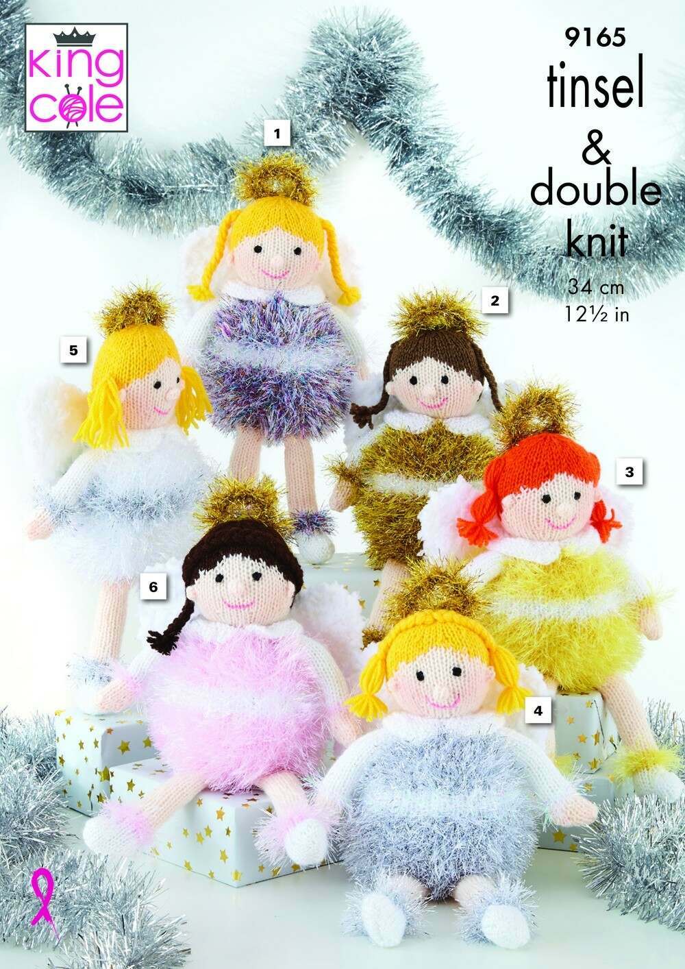 KING COLE 9165 Little Angels in Tinsel & Big Value DK 50g