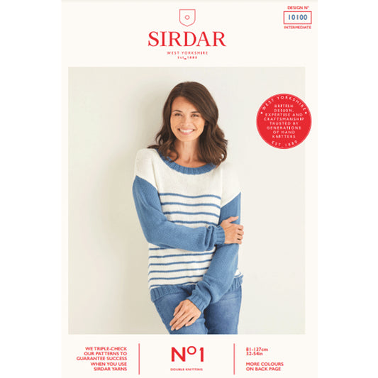 SIRDAR 10100  Ladies Striped (Breton) Sweater in Sirdar No.1 DK