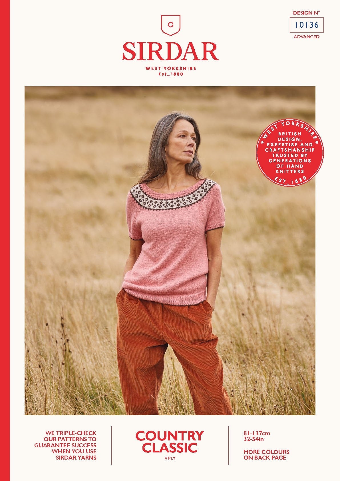 SIRDAR 10136  Yoke Top in Sirdar Country Classic 4 Ply