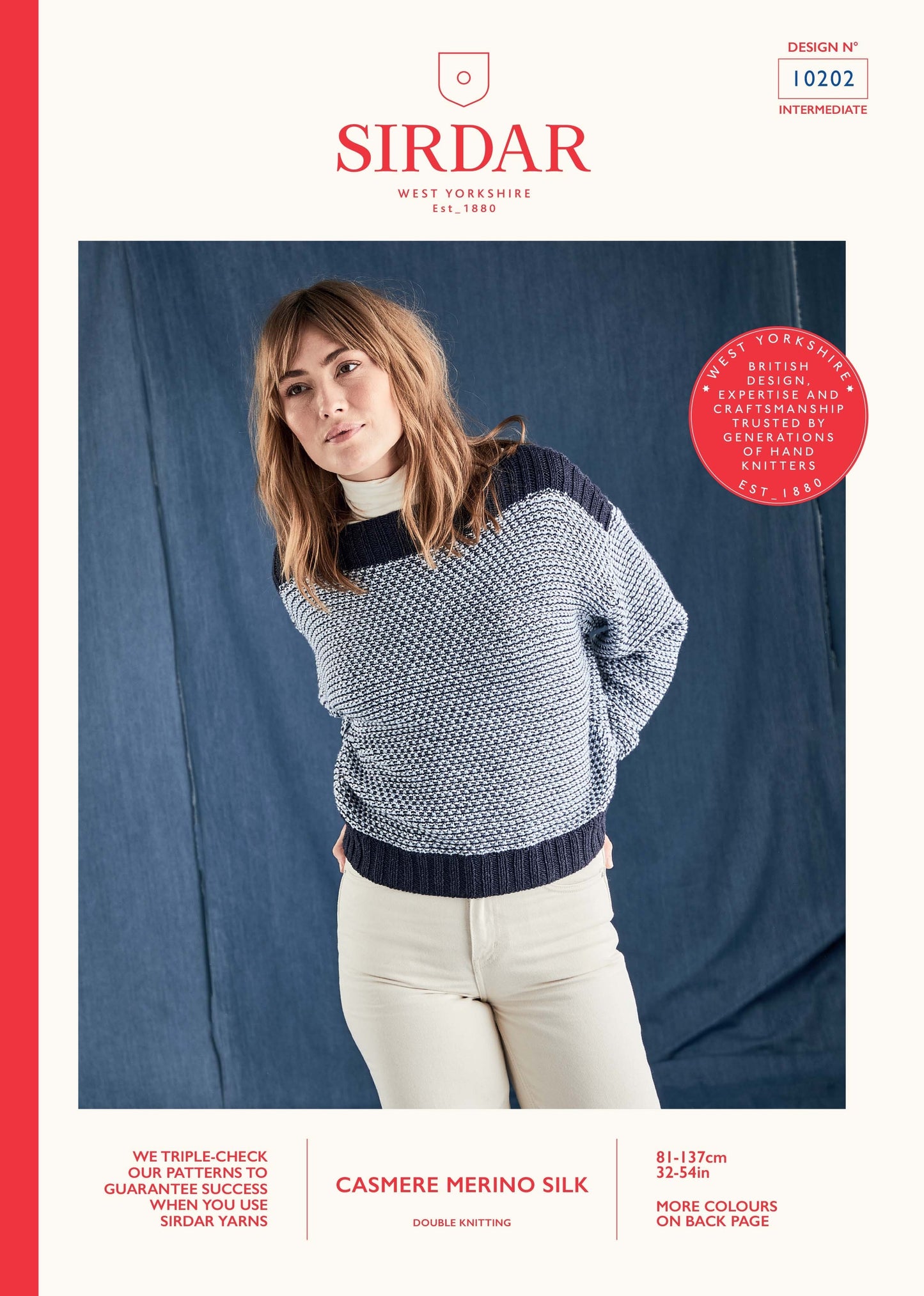 SIRDAR 10202  Wide‑Neck Batwing Sweater in Sirdar Cashmere Merino Silk DK