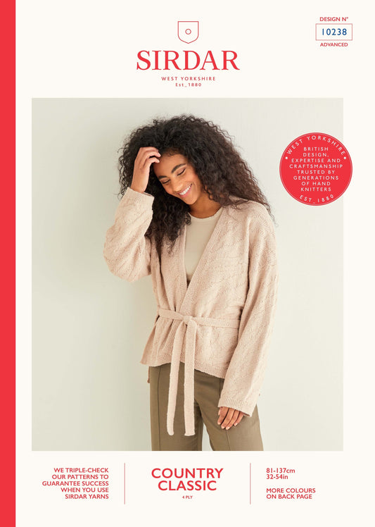 SIRDAR 10238  Zebra Wrap Cardigan in Sirdar Country Classic 4 Ply