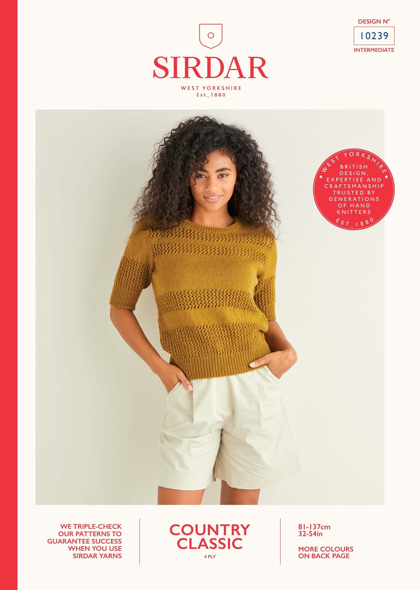 SIRDAR 10239  Lace Panelled Top in Sirdar Country Classic 4 Ply