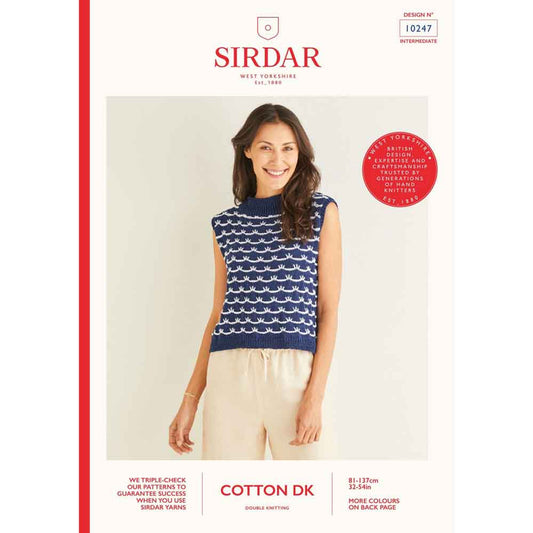 SIRDAR 10247  Wave Stitch Tank with Crossover Back in Sirdar Cotton DK