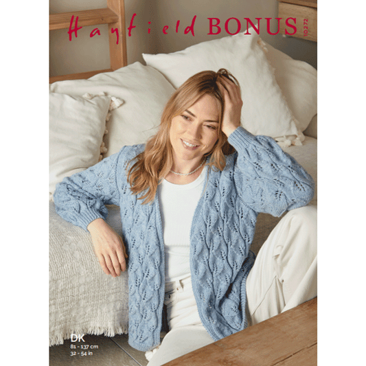SIRDAR 10272  Leaf Lace Stitch Cardigan in Hayfield Bonus DK