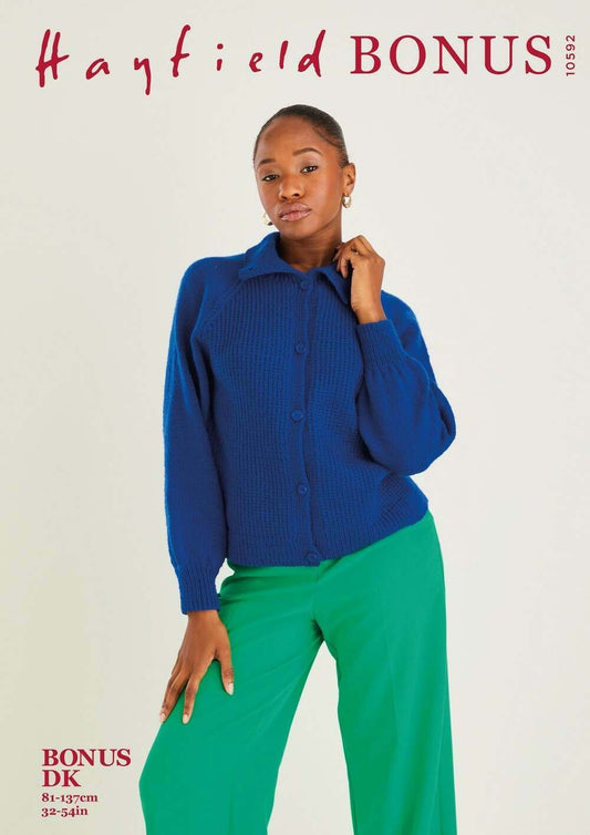 SIRDAR 10592  Button‑Neck Sweater in Hayfield Bonus DK