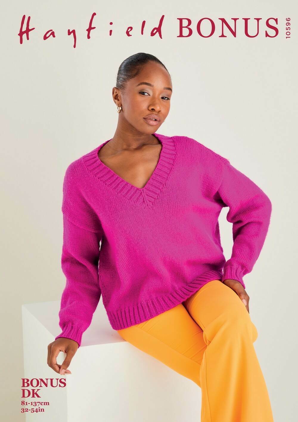 SIRDAR 10596  V‑Neck Sweater in Hayfield Bonus DK