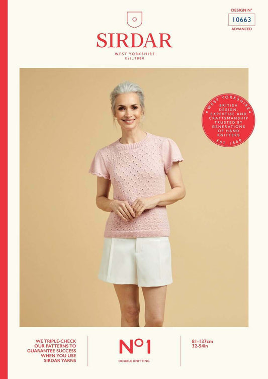 SIRDAR 10663  Scallop Sleeved Sweater in Sirdar No.1 DK
