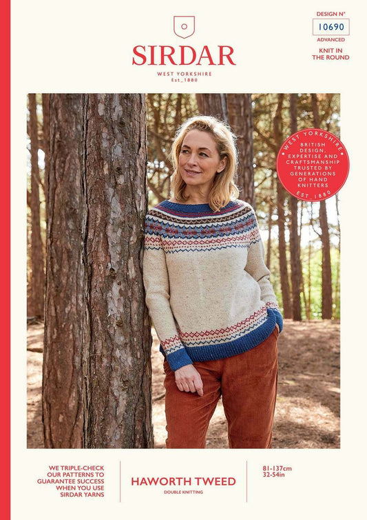 SIRDAR 10690  Rambling Sweater in Sirdar Haworth Tweed DK