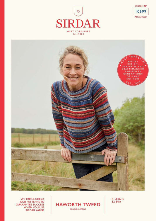 SIRDAR 10699  Circular Walk Sweater in Sirdar Haworth Tweed DK