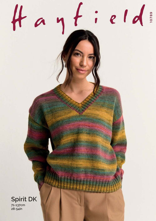 SIRDAR 10789  V‑Neck Jumper in Hayfield Spirit DK