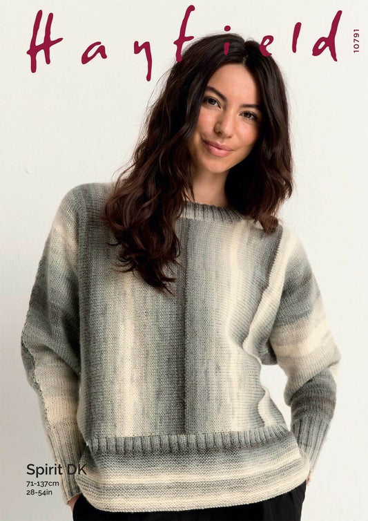 SIRDAR 10791  Deep Rib Boxy Sweater in Hayfield Spirit DK