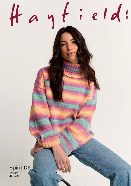 SIRDAR 10796  Turtle Neck Sweater in Hayfield Spirit DK