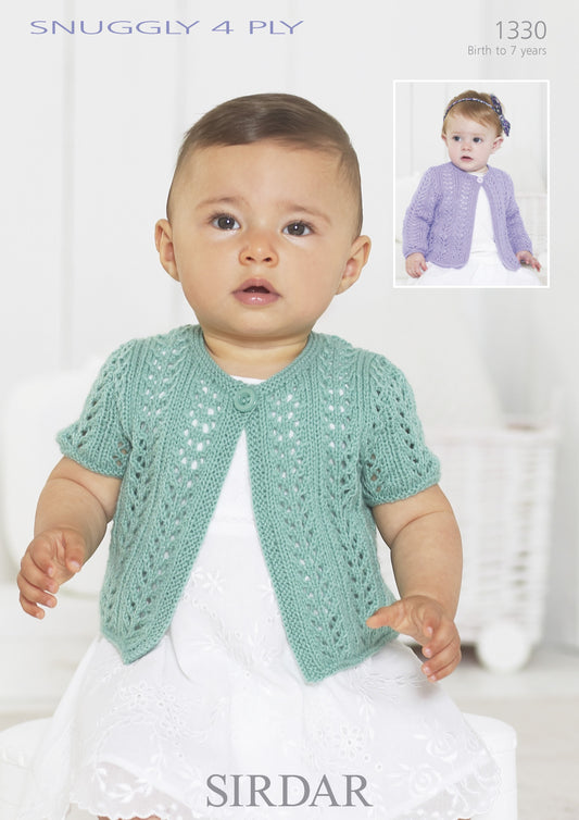 SIRDAR 1330   GIRL'S SHORT & LONG SLEEVED CARDIGAN
