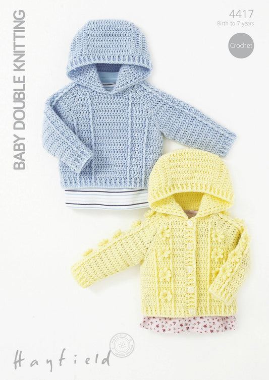 SIRDAR 4417  Hooded Sweater & Jacket (Crochet) in Hayfield Baby DK
