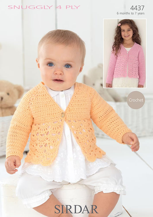 SIRDAR 4437  Cardigan (Crochet) in Sirdar Snuggly 4 Ply 50g