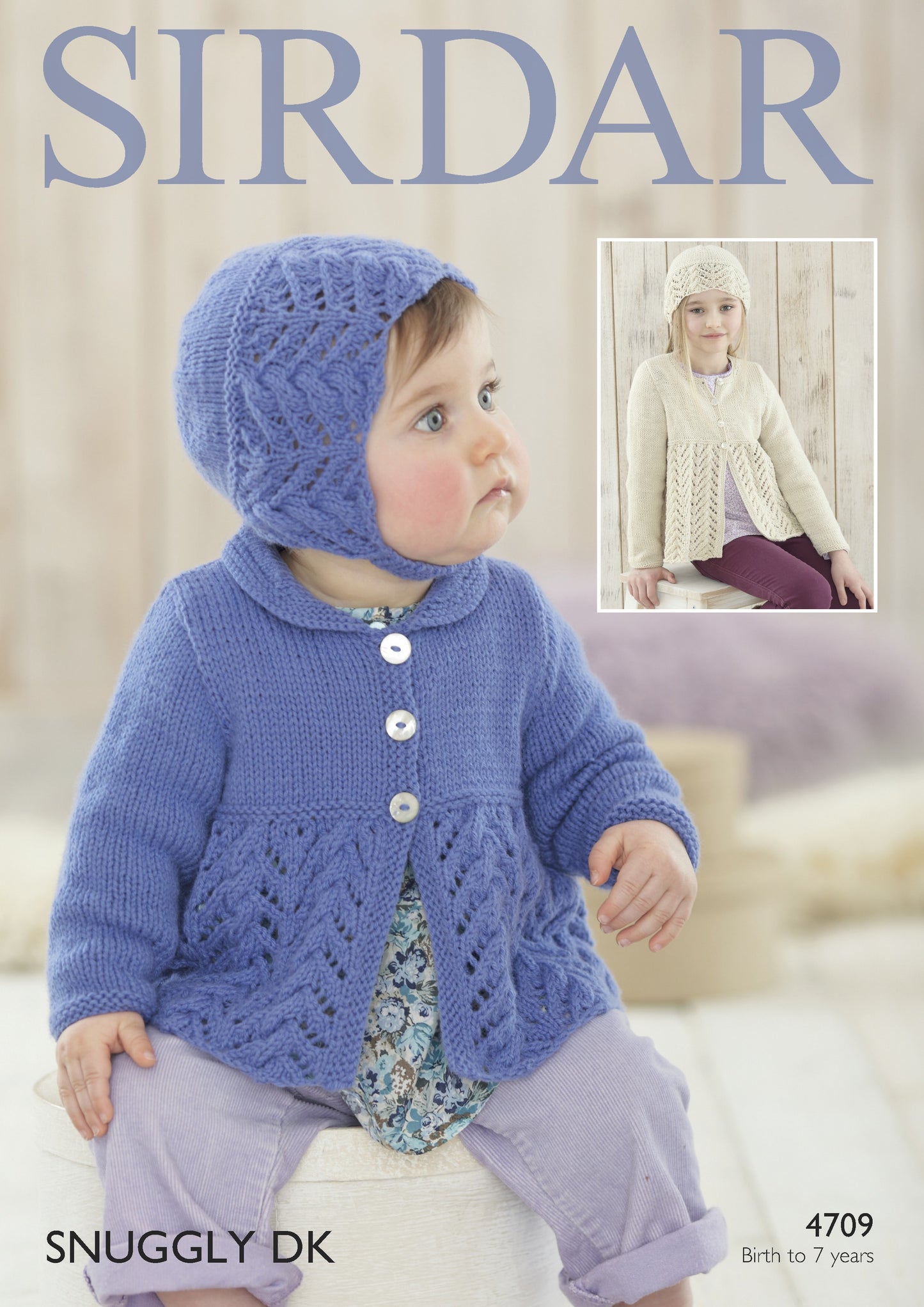 SIRDAR 4709  Girls Cardigan, Bonnet and Hat