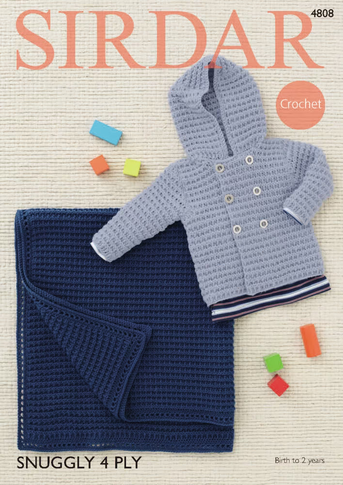 SIRDAR 4808  Boy’s Jacket & Blanket (Crochet) in Sirdar Snuggly 4 Ply 50g