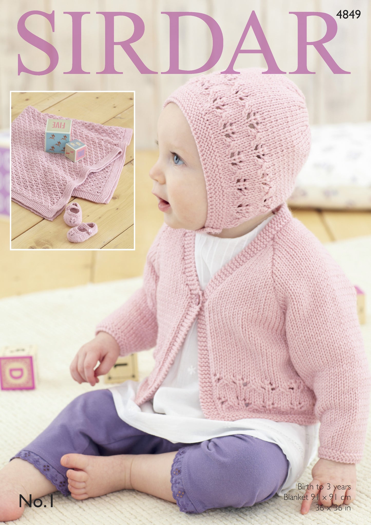 SIRDAR 4849  Cardigan, Bonnet, Shoes and Blanket