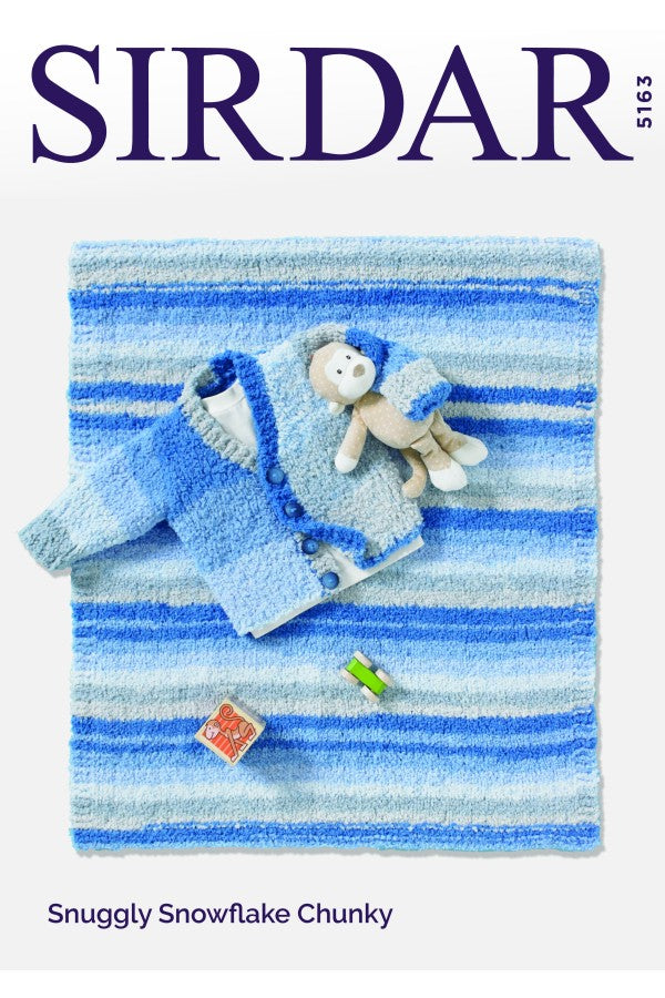 SIRDAR 5163  Baby Boy’s Cardigan & Blanket in Snuggly Snowflake Chunky
