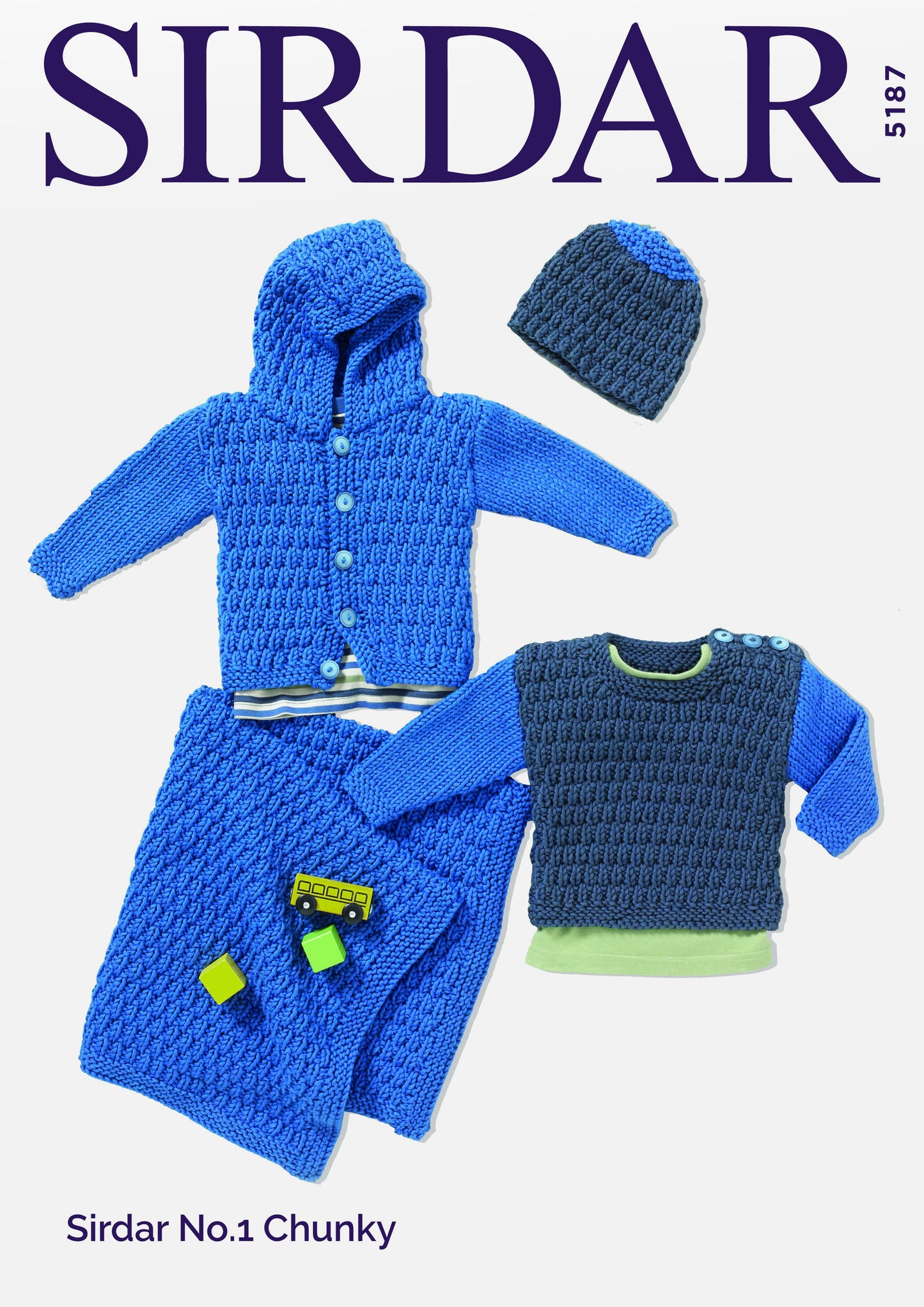 SIRDAR 5187  Hooded Jacket, Sweater, Hat & Blanket in Sirdar No.1 Chunky