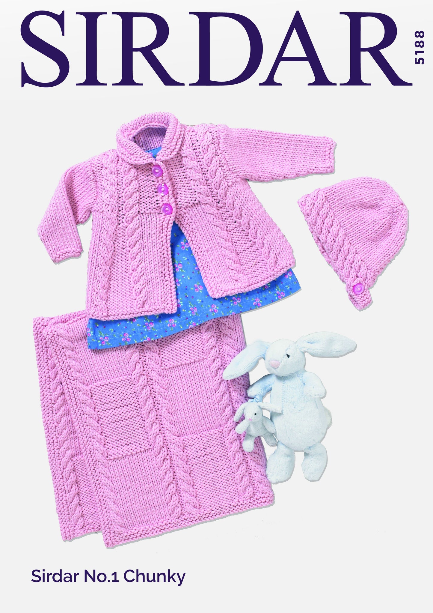 SIRDAR 5188  Baby Girls Matinee Coat, Bonnet & Blanket in Sirdar No.1 Chunky