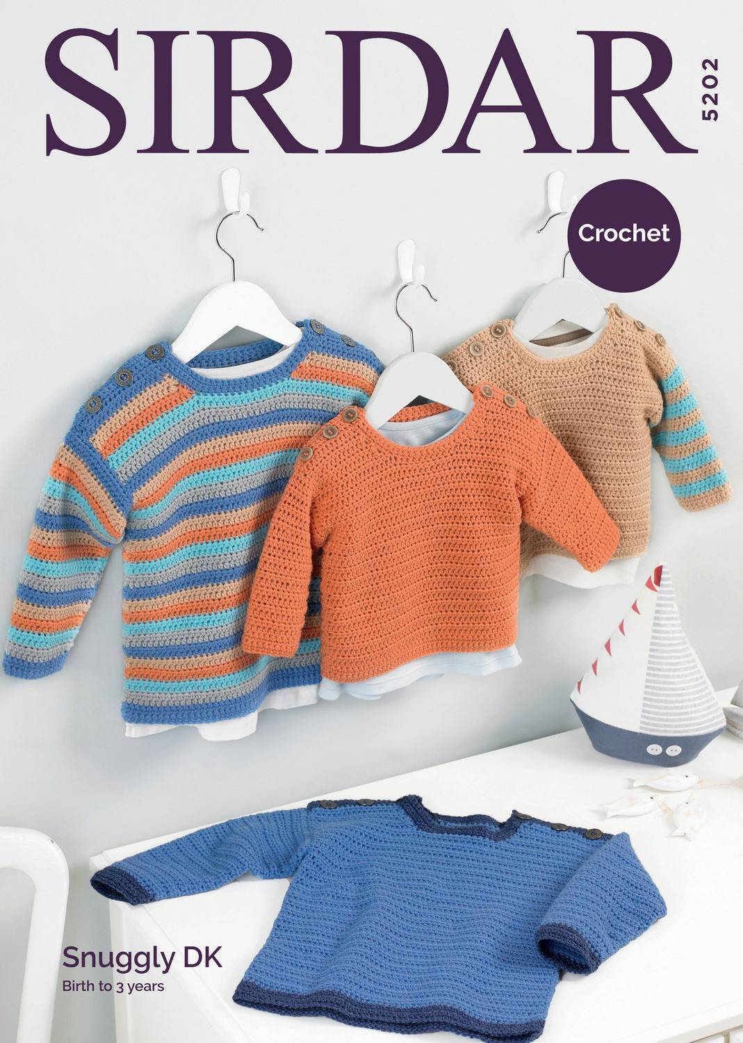 SIRDAR 5202  Sweaters (Button‑Shoulder, Crochet) in Snuggly DK