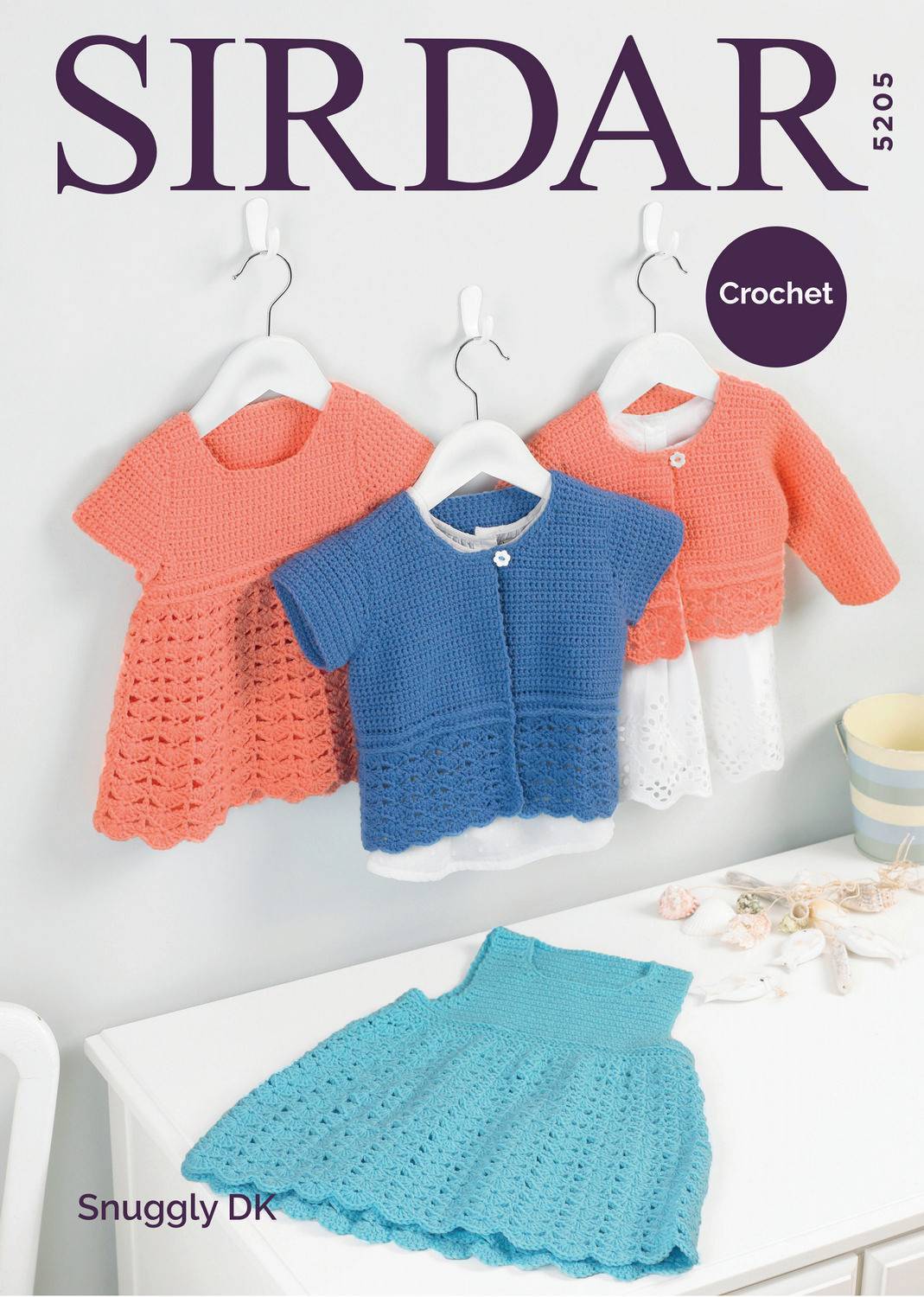 SIRDAR 5205  Pinafore, Dress & Cardigans (Crochet) in Snuggly DK