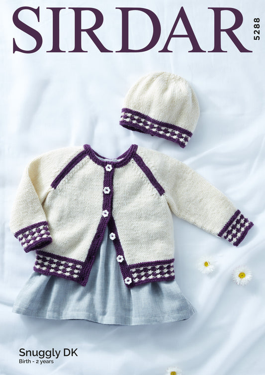 SIRDAR 5288  Baby Girl's Cardigan and Hat