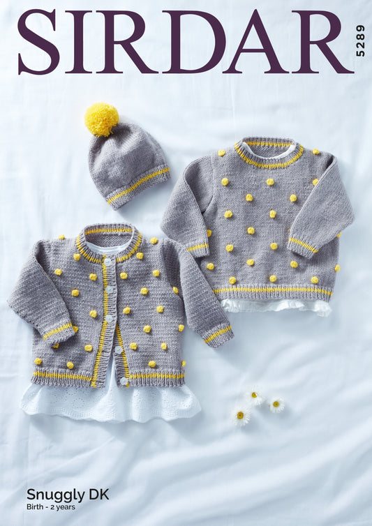 SIRDAR 5289  Cardigan Sweater and Hat