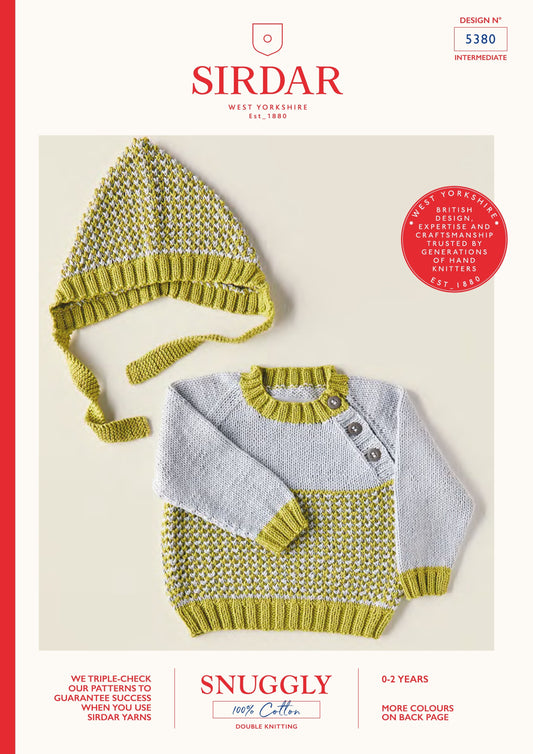 SIRDAR 5380  Baby Sweater and Bonnet