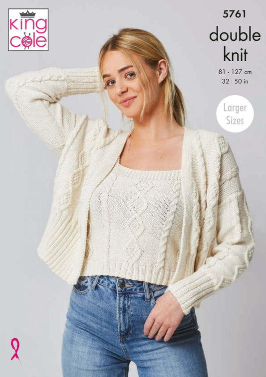 KING COLE 5761  Top & Cardigan in Cottonsoft DK